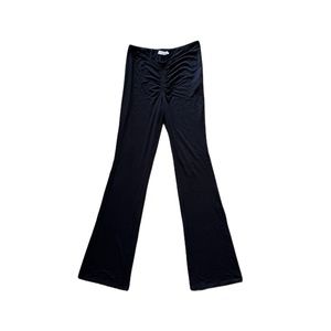 Good American Good Touch Ruched V-Front Bootcut Pants/Leggings in Black, Sz 2